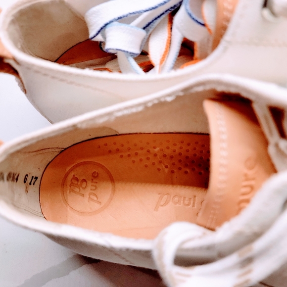 Paul Green Pure Go!Zero Low Top Sneaker Size US 8 UK 5.5 Cream White Brown - Picture 2 of 10